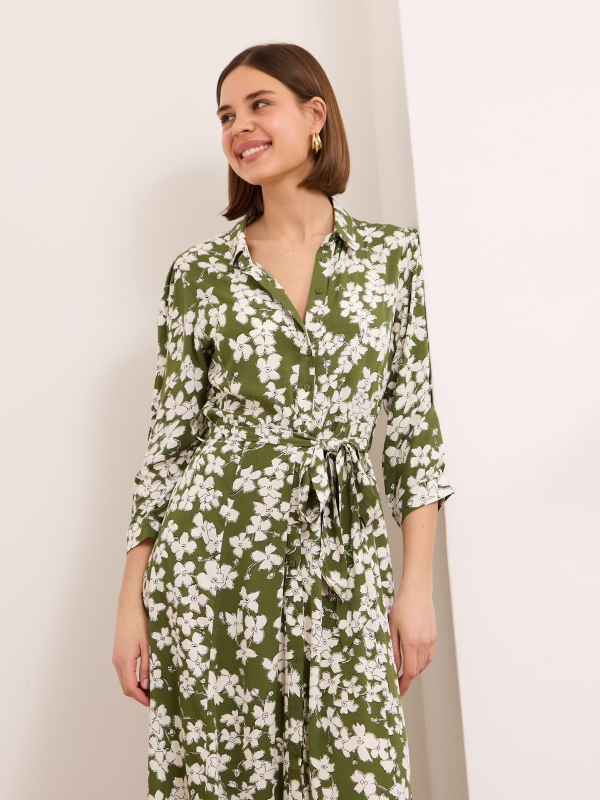 Daphne Shirt Dress - Moonflower in khaki