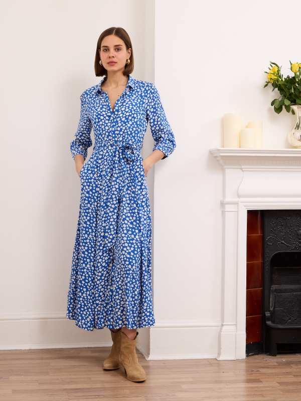 Daphne Shirt Dress -daisy in blue