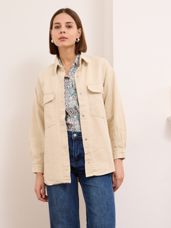 Clara - Cotton-Twill jacket in beige