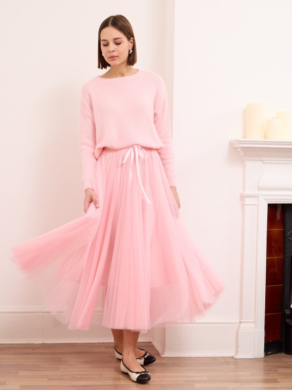 Charlotte-Tulle Skirt In Pastel pink