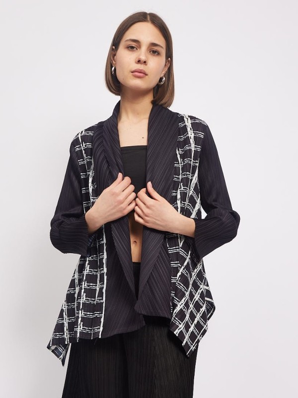 Presley  - Plisse printed jacket mosaic in black