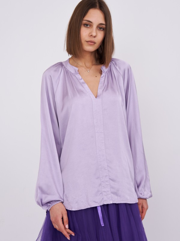 Sabina -Silk Blend Blouse In Lilac