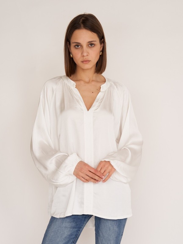 Sabina -Silk Blend Blouse In white