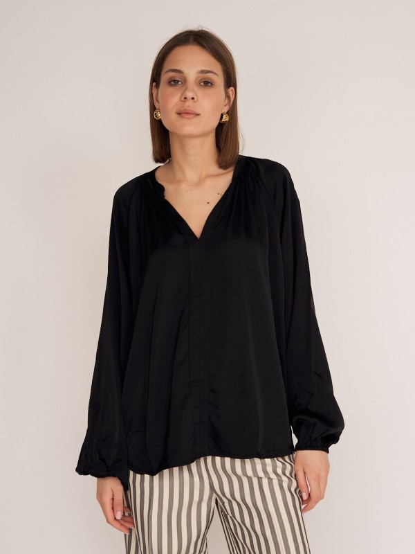 Sabina -Silk Blend Blouse In black