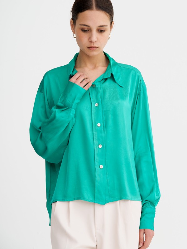 Sylvie -Silk Blend Blouse In green