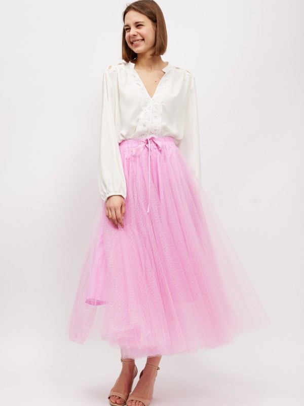Charlotte-Tulle Skirt In Pink fairy