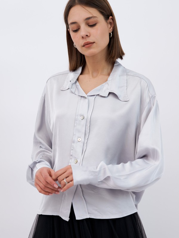 Sylvie -Silk Blend Blouse In grey