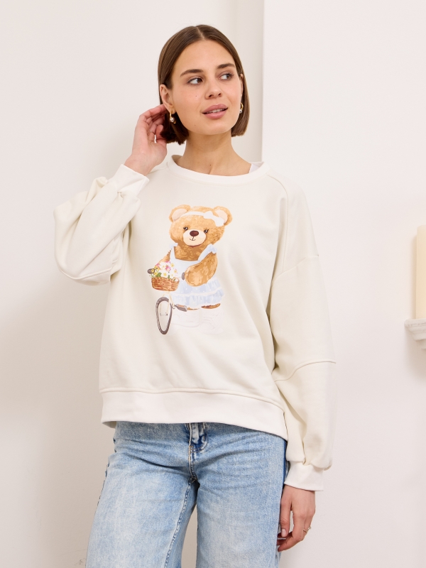 Tara - printed cotton-jersey sweatshirt in white