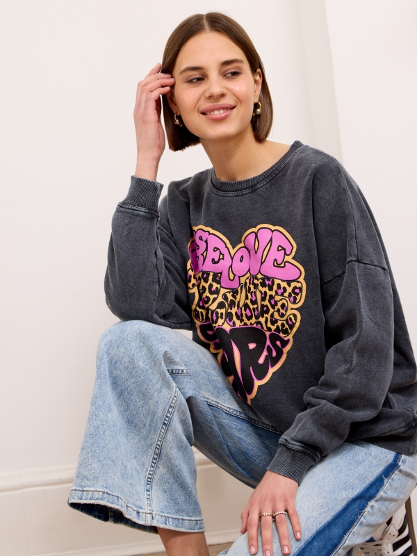 Lora - printed cotton-jersey sweatshirt in pink