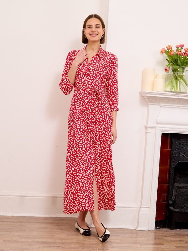 Daphne -Shirt Dress Daisy In Red