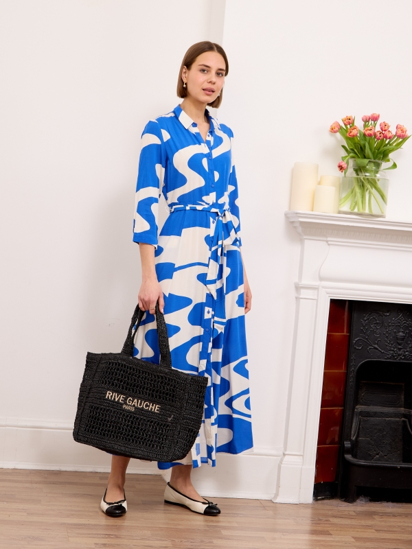 Daphne -Shirt Dress Hexagon in Blue