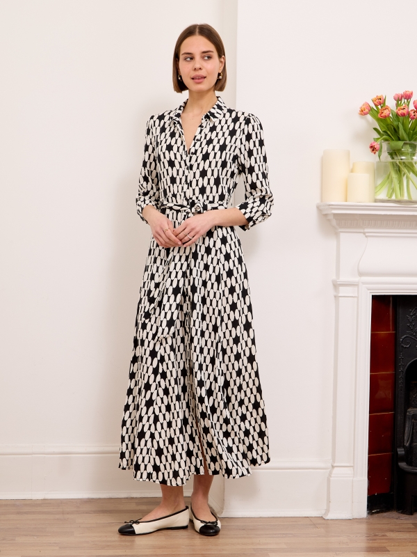 Daphne -Shirt Dress Mosaic In Black