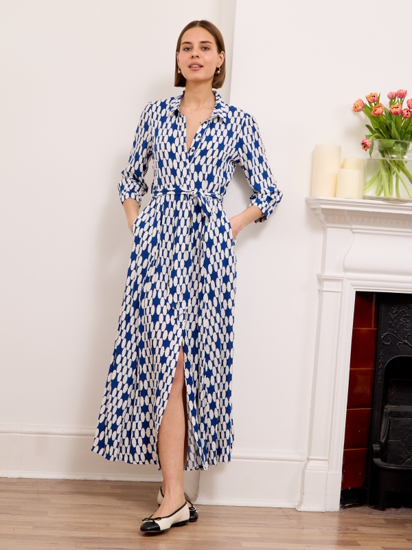 Daphne -Shirt Dress Mosaic In Blue