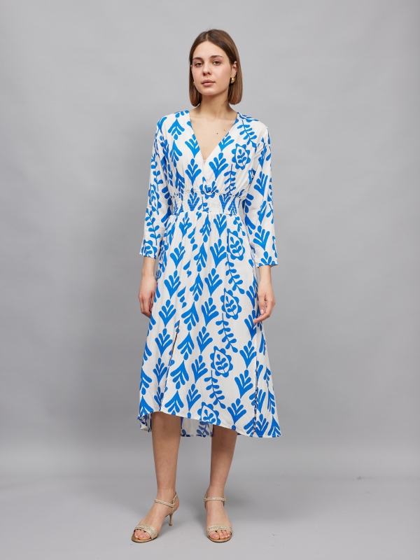 Rachel - Rachel -wrap-effect printed viscose midi dress freesia in blue