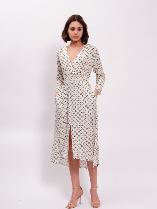 Rachel - Rachel -wrap-effect printed viscose midi dress mosaic in white