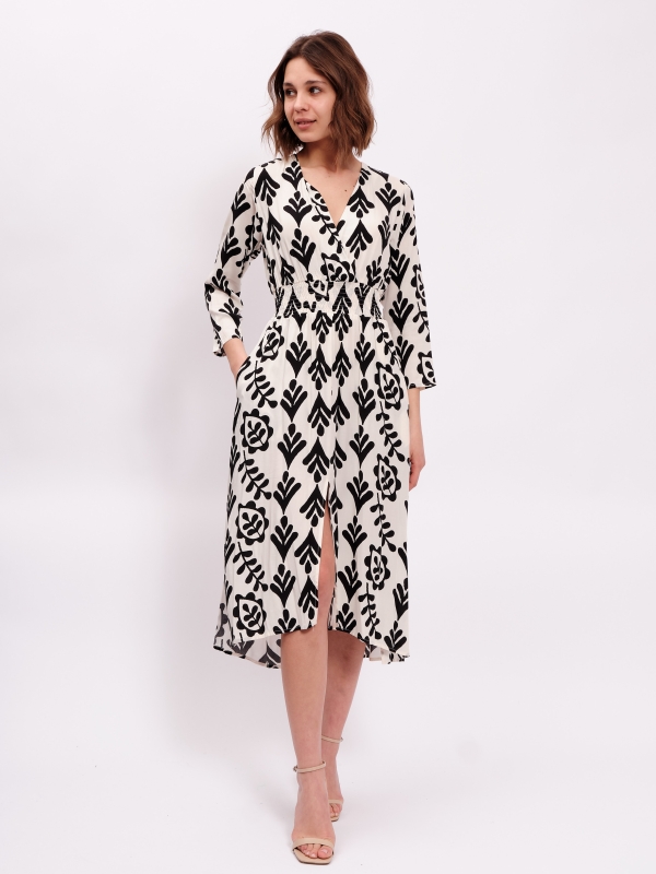 Rachel - Rachel -wrap-effect printed viscose midi dress freesia in black