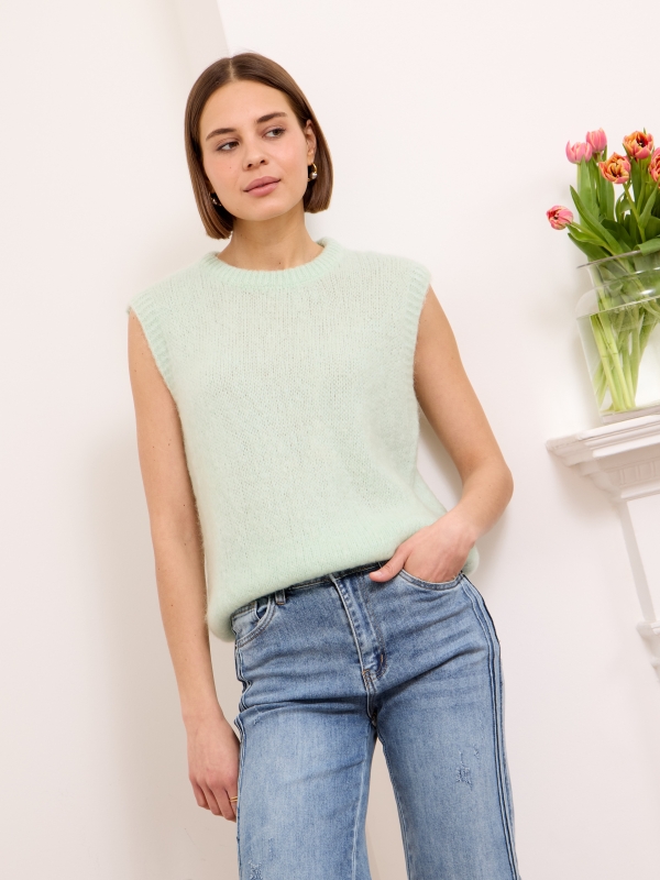 Alma - Knitted Vest In Mint Green