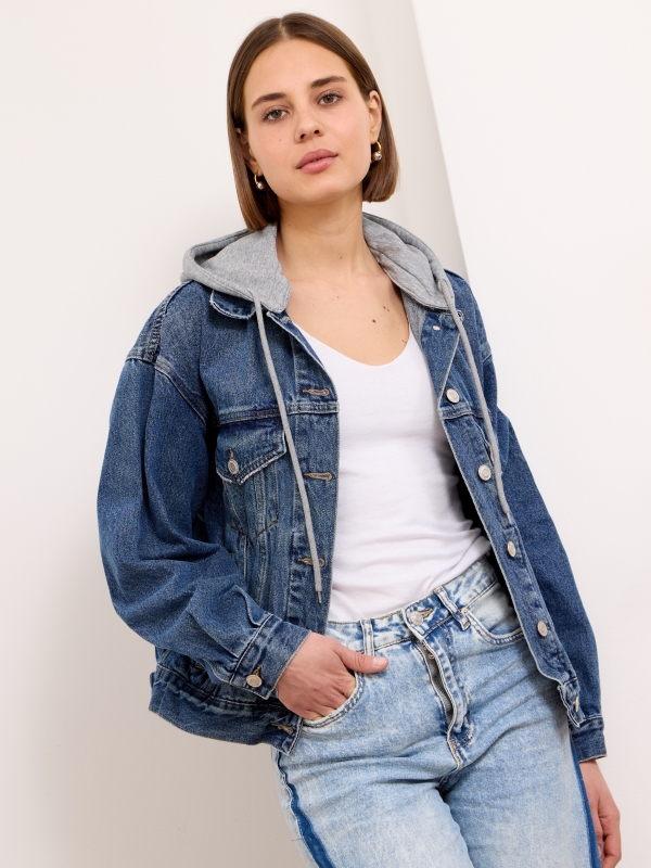 Kimberly - Hooded Denim jacket in blue