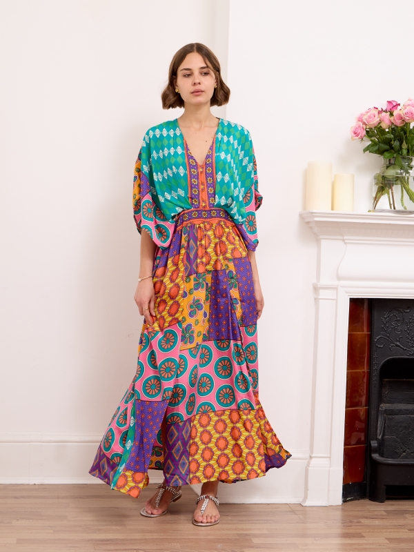 Emillie - Printed Maxi Dress Mosaic In Turquoise