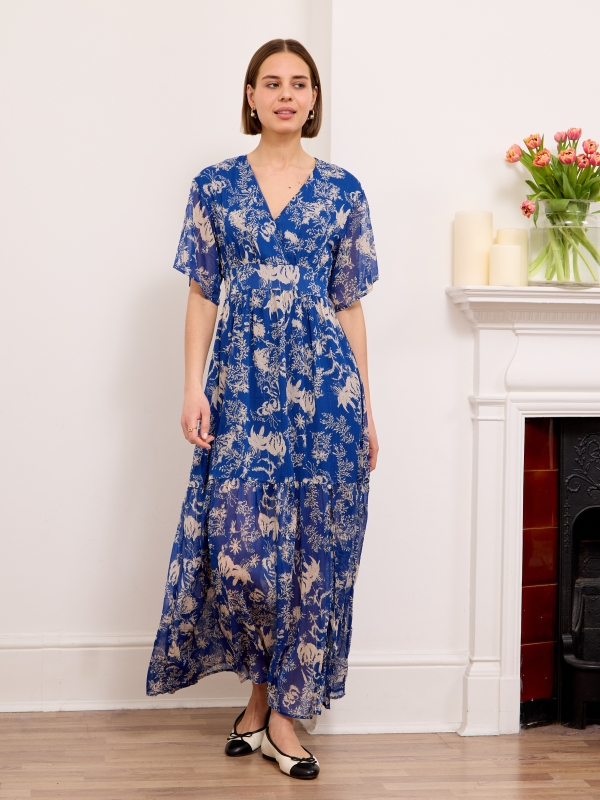 Skylar- printed crepe maxi dress Maxi Dress in navy blue
