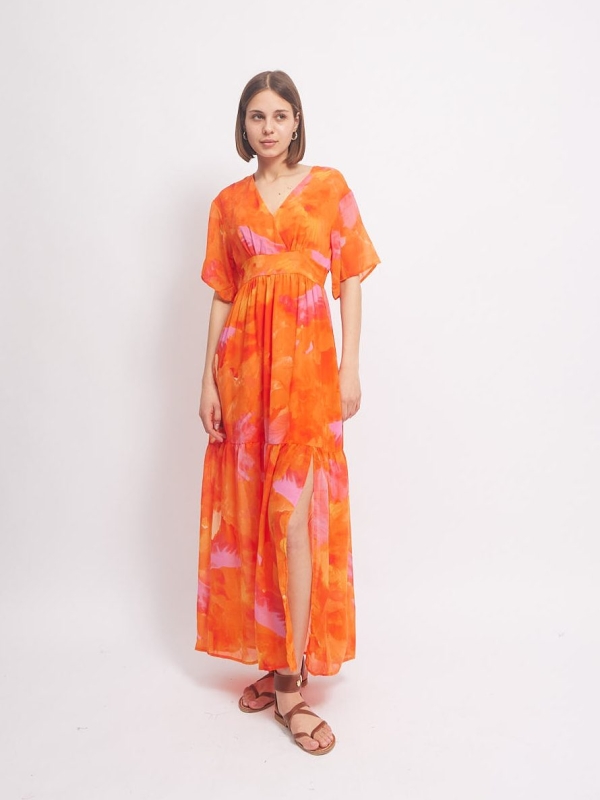 Skylar- printed crepe maxi dress Maxi Dress in orange