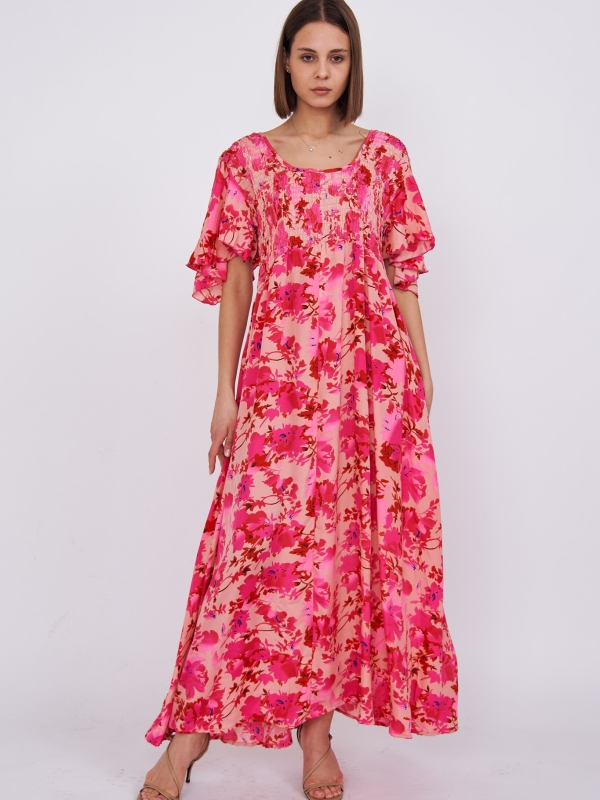 Claudia -Tiered Maxi Dress In Pink Floral