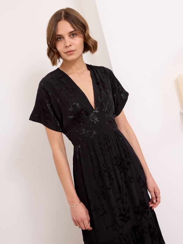 Ritta - Open Back Viscose Satin Maxi Dress In Black