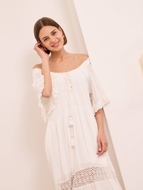 Mabel - Bohemian Tiered Maxi Dress In White