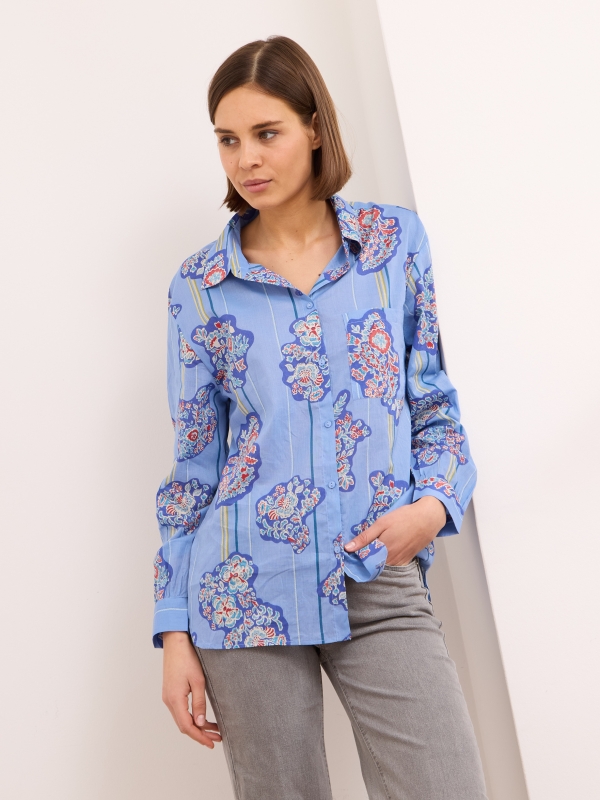Chiara - Paisley Printed Shirt In Blue