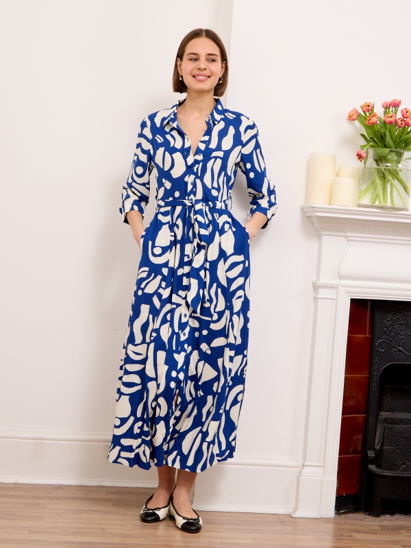 Daphne -Shirt Dress Labyrinth  In Blue