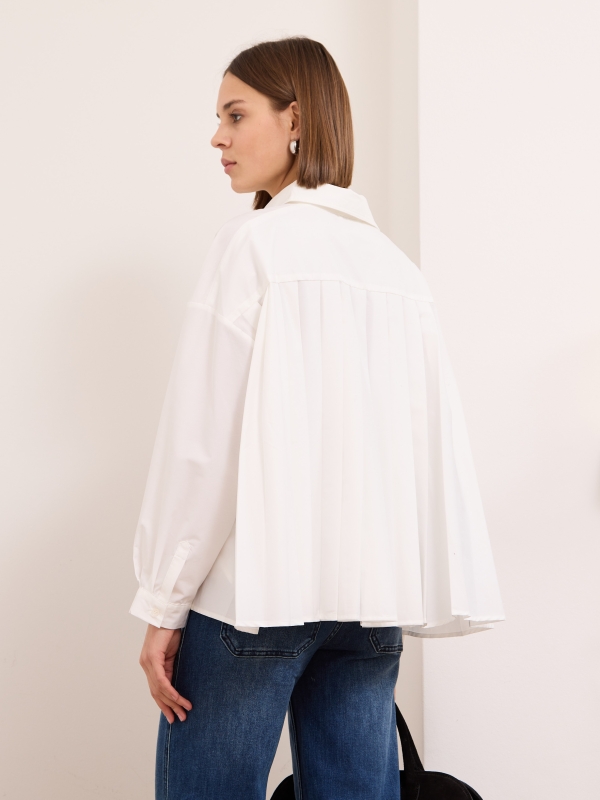 Paulina- Pleated Cotton Shirt In White