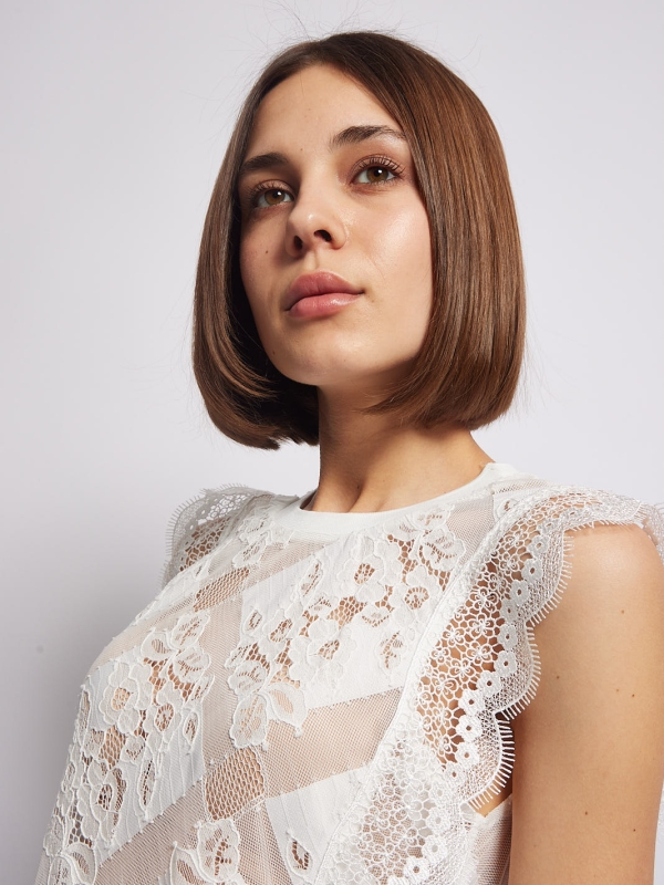 Madilyn -Lace Trimmed Blouse In white