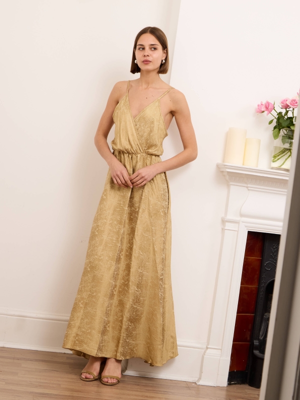 Azra - printed maxi dress abstract in gold