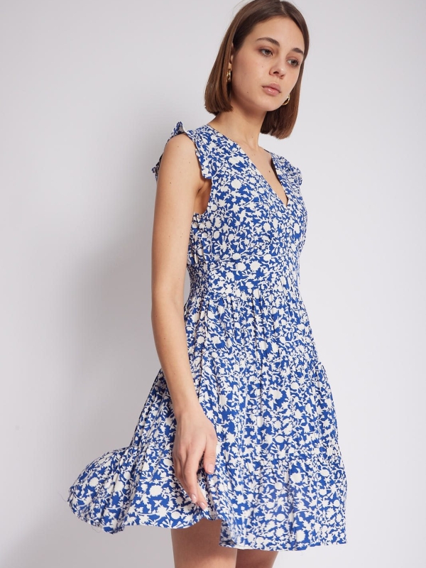 Danielle -Tiered Smock Mini Dress daisy in navy