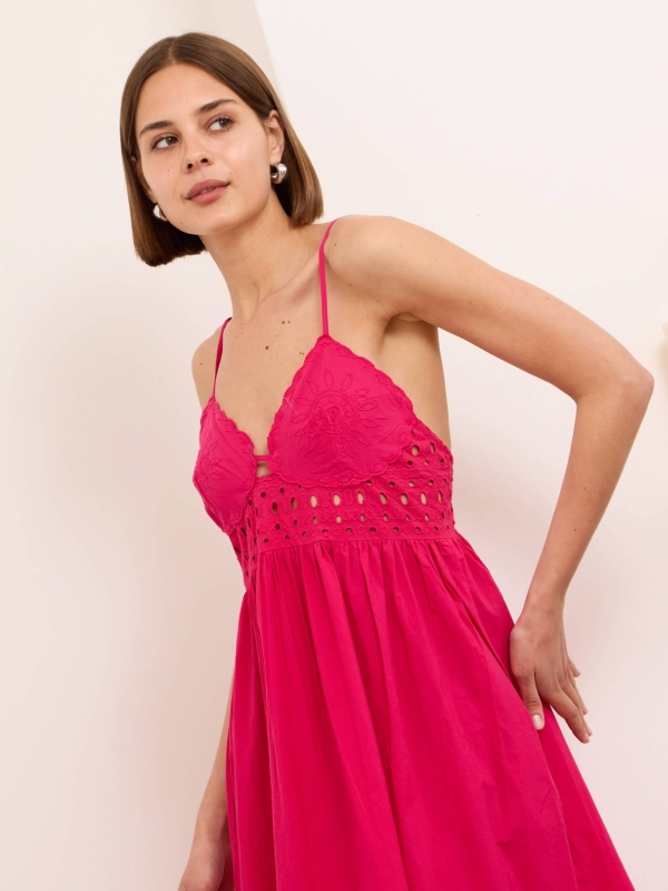 Shay- backless broderie anglaise maxi dress in pink