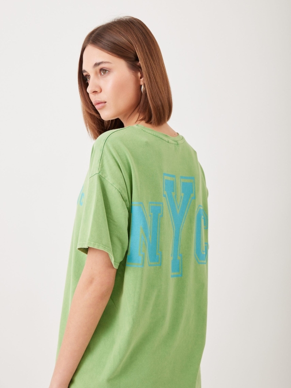 Tania-printed cotton-jersey NYC T-shirt in green