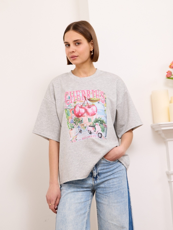 Torino-printed T-shirt in grey