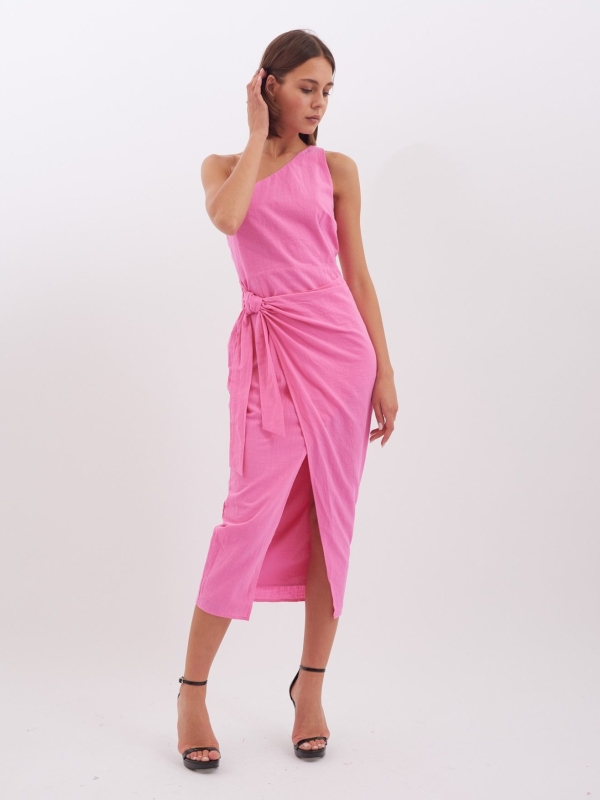 Vivian - One shoulder Midi Dress In Pink