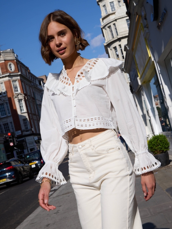 Bree -Cotton Broderie Anglaise Shirt In White