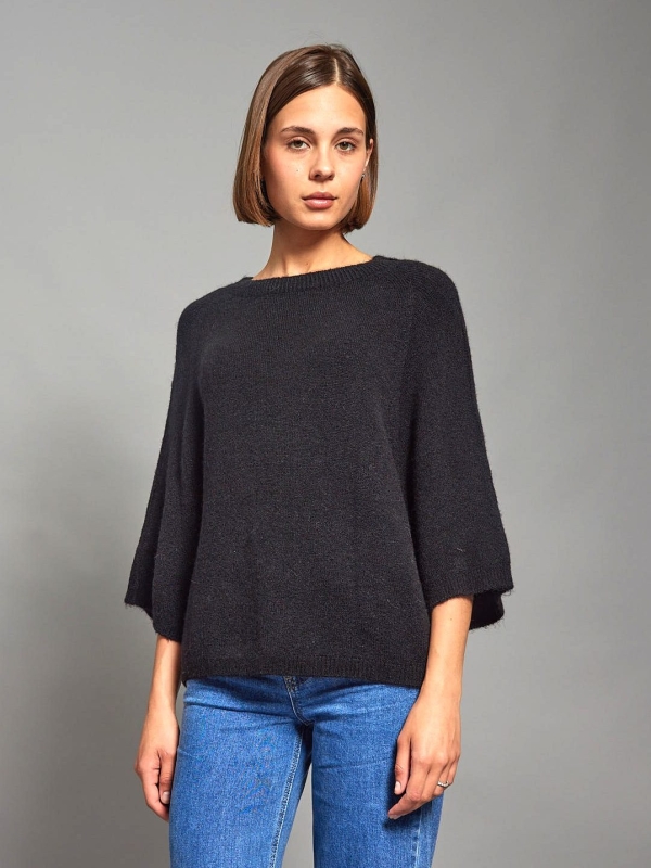Anita - three-quarter length sleeves sweater in black