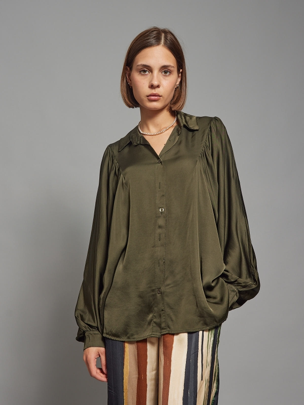 Suri-Silk Blend Blouse In khaki