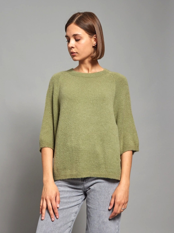 Anita - three-quarter length sleeves sweater in khaki