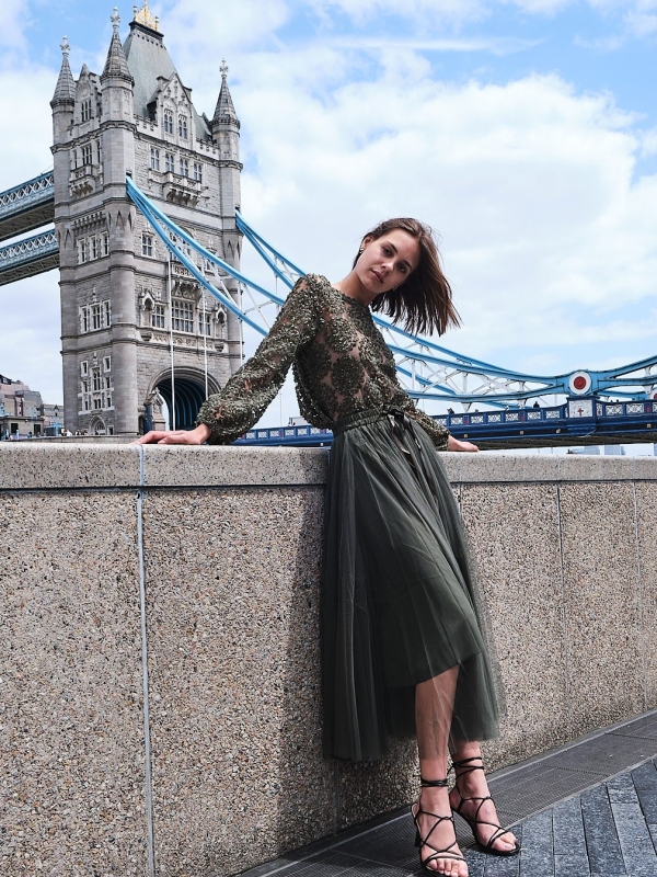 Charlotte-Tulle Skirt In Khaki
