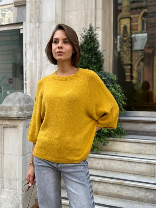 Anita - three-quarter length sleeves sweater in mustered