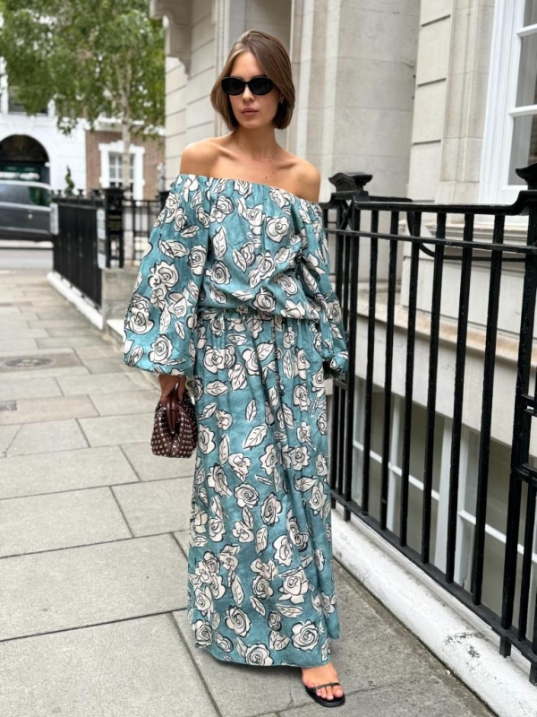 Serenity -Maxi Skirt In Floral Blue