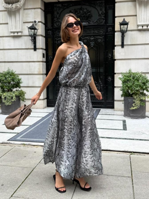 Harmony -Printed Trousers Snake in grey