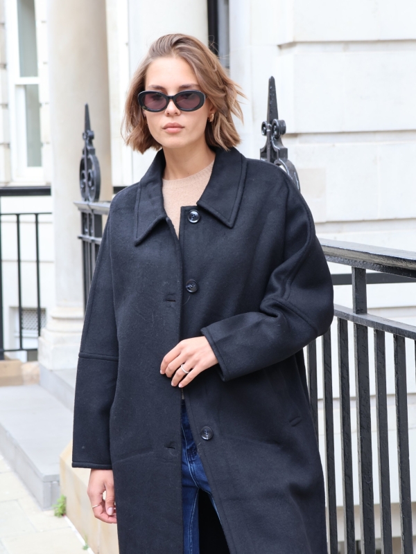 Sophie-wool blend coat in black grey
