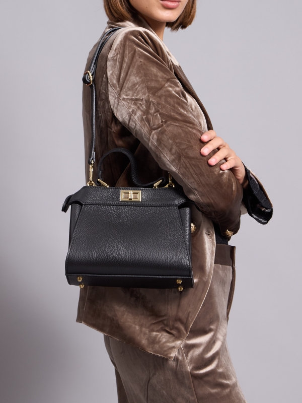 Kailey - Leather Bag In Black And Leopard