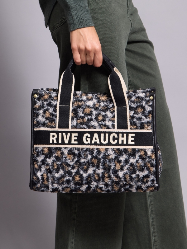 Tahlia- faux fur tote bag in black leopard