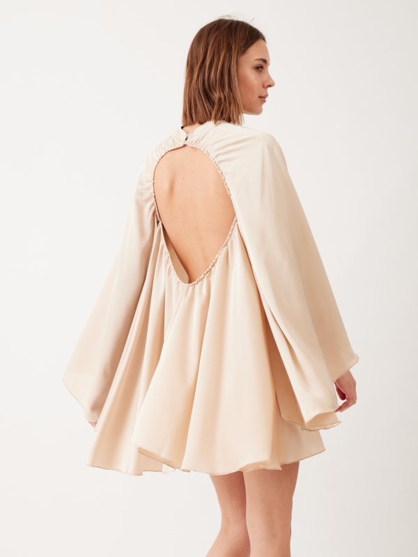 Gala- Cut Out Draped Satin Mini Dress In Champagne
